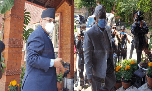 माधव नेपाल भेटन प्रचण्ड पुगे कोटेश्वर