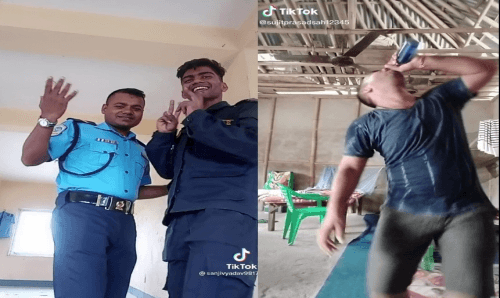 'चुम्मा बाला फोटो राईख देबौ ईन्टरनेट' पर भन्दै धनुषाका प्रहरीहरु TikTok मा नाच्दै