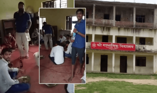 स्कूलभित्रै 'मास्टर' हरुको दारु पार्टी, दारु खाँदै भोजपुरी गानामा ठुम्का (भिडियोसहित)