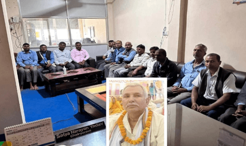 तलब माग्दै सिरहाको विष्णुपुर गाउँपालिका अध्यक्षकै कार्यकक्षमा धर्ना, अफिस छाडेर भागे यादव