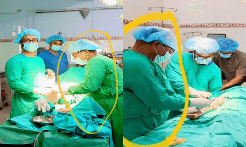 प्रादेशिक अस्पताल गौरमा डाक्टरहरु व्यस्त भएपछि पियनले अप्रेशन गर्दैै गरेको तस्विर भाईरल
