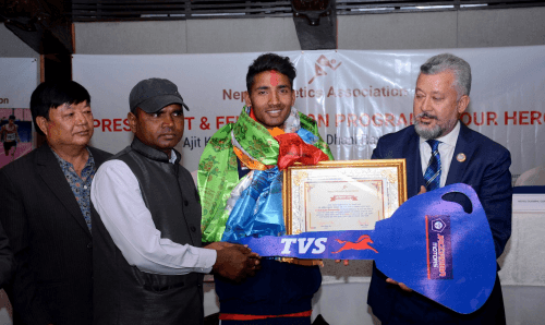 स्वर्ण पदक विजेता अजितलाई मोटरसाईकल, मासिक ६० हजार पाउने