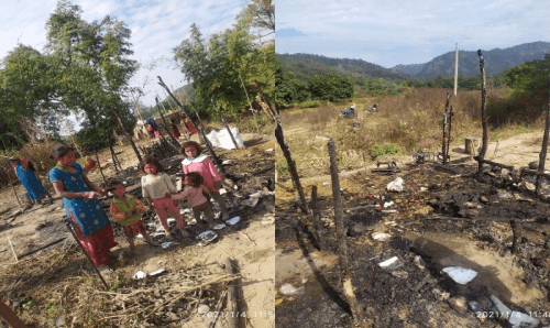 आगलागी हुँदा घरसँगै सबै सामान खरानी, बिचल्लीमा पीडित परिवार