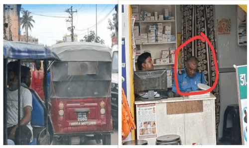 अस्पताल क्षेत्रमा सवारीसाधान अस्तव्यस्त, ट्राफिक प्रहरी मोबाईलमा मस्त