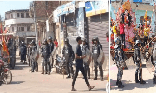 सर्लाहीको मलँगवास्थित दुर्गा मूर्ति विर्सजनामा रुट परिवर्तनपछि समान्य झडप, अवस्था समान्य