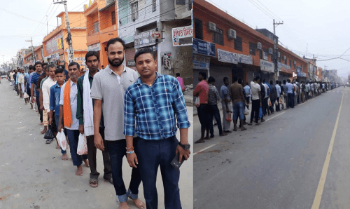 राजदेवी मन्दिरमा श्रद्धालुको लाम